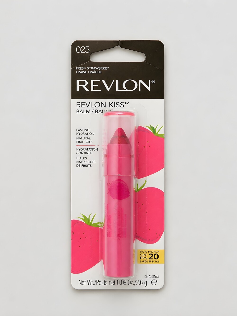 NWT 025 Revlon Kiss Balm Fresh Strawberry Hydratation Natural Fruit Oil SPF 20